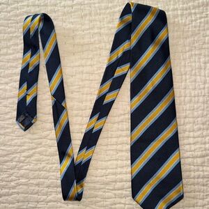Dark Blue Tie with Yellow Stripes
